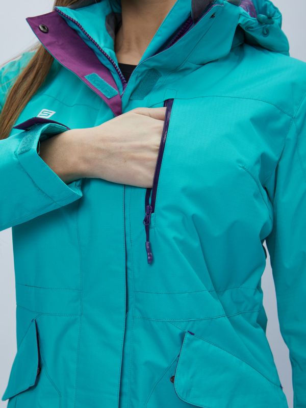 Turquoise hooded parka for women 551996Br